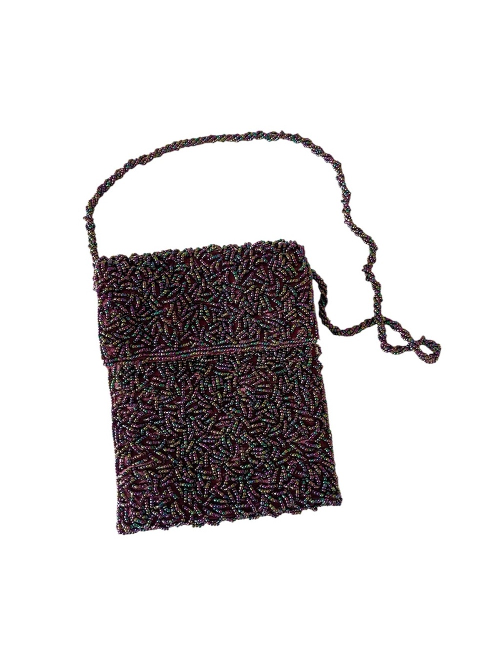 Vintage Iridescent Beaded Plum Evening Shoulder Bag